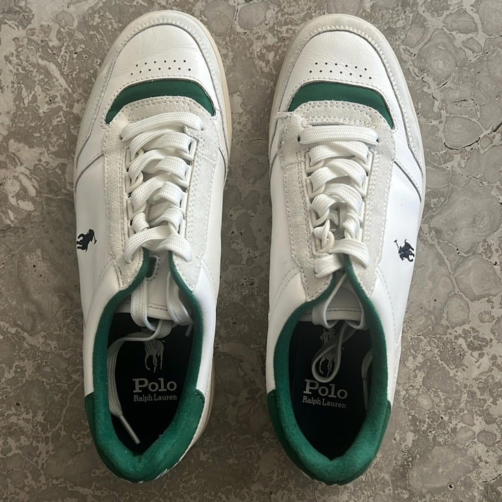 Polo Ralph Lauren Court Sport Lace-Up Sneakers in Deckwash White, Size 8 $185