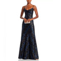 Halston Syrena Gown in Wave Sequined , Black/Navy Size 12 New w/Tag Retail $595