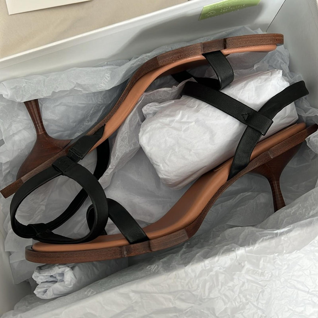 Simkhai Roma Heeled Leather Sandals, Black Size 41 New in Box