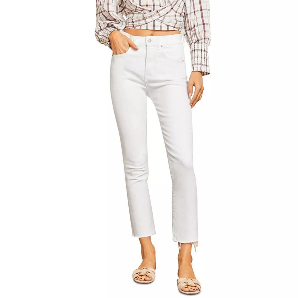 Veronica Beard Jean Carly Raw Hem Kick Flare Jeans White Size 24 New w/Tag $218