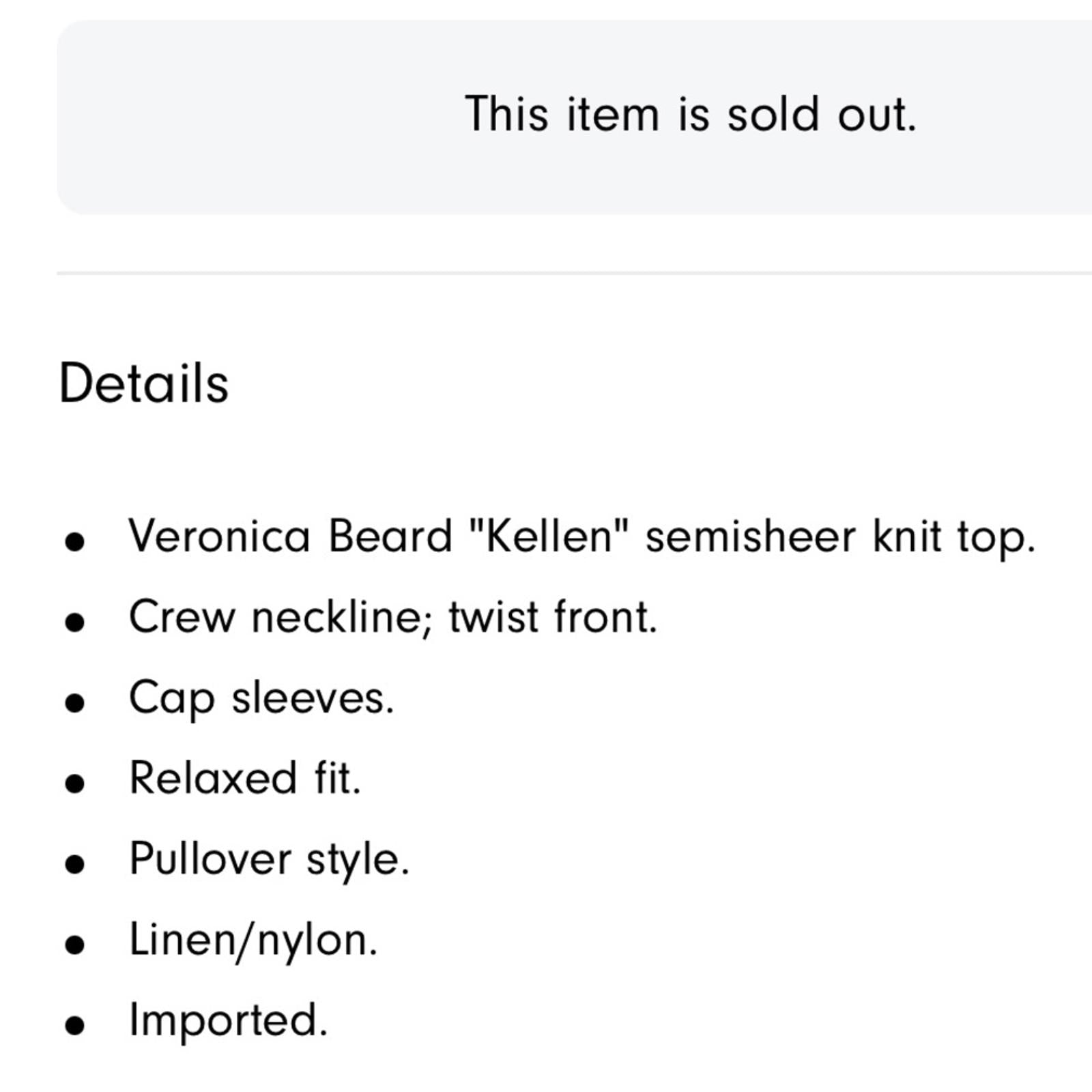 Veronica Beard Kellen Crewneck Cap-Sleeve Knit Twist Front Sweater, Size L $250