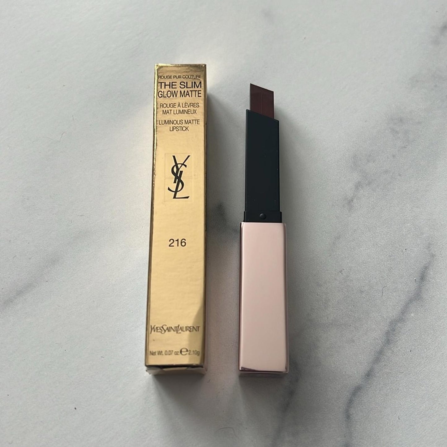 YSL Beauté The Slim Glow Luminous Matte Lipstick, Shade #216 NEW
