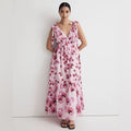 Banjanan Cosmos Floral Mix Cotton Voile Maxi Dress in Pink, Size XXL NWT $430