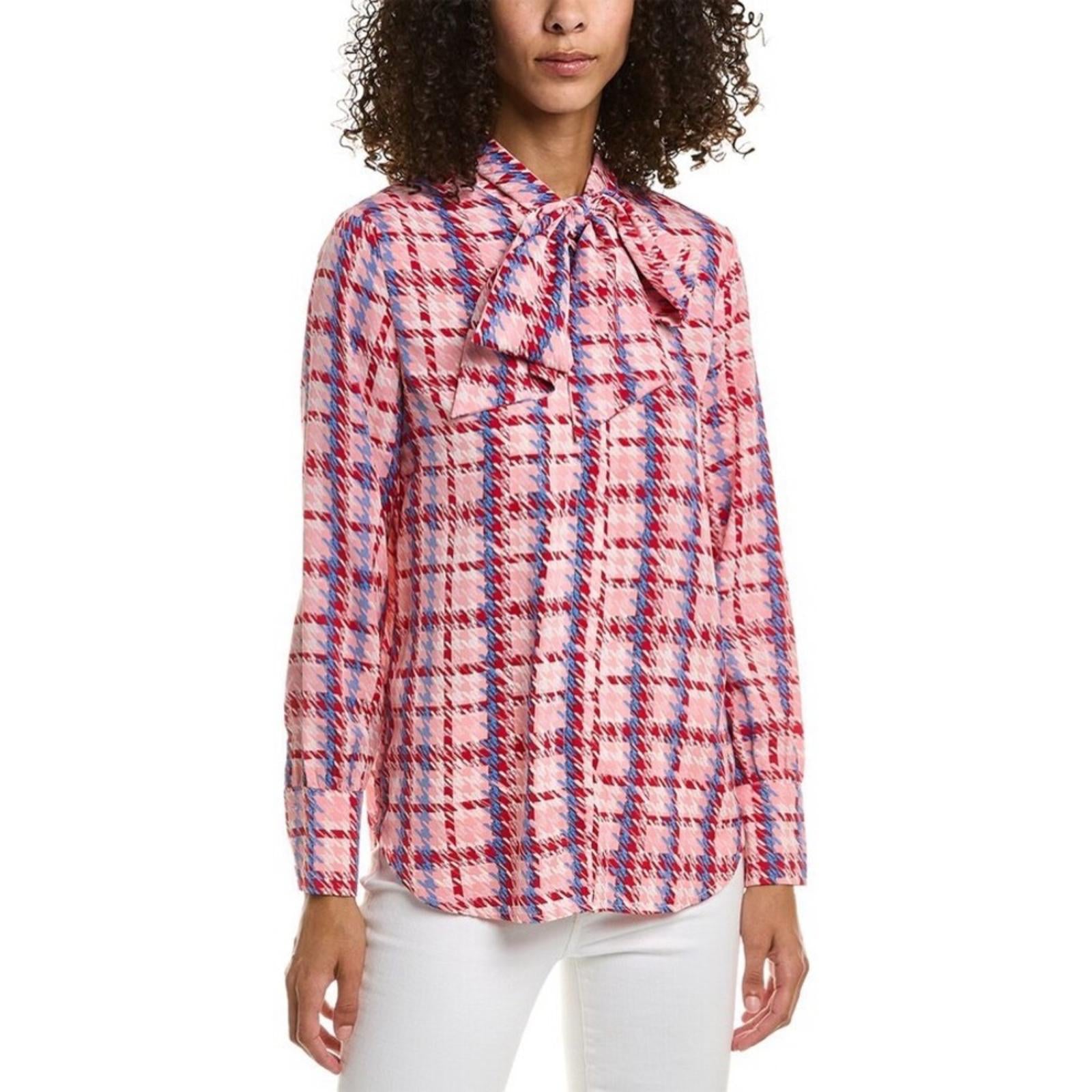 Gracia Aztec Print Long Sleeve Button Down Top, Size L New w/Tag $92