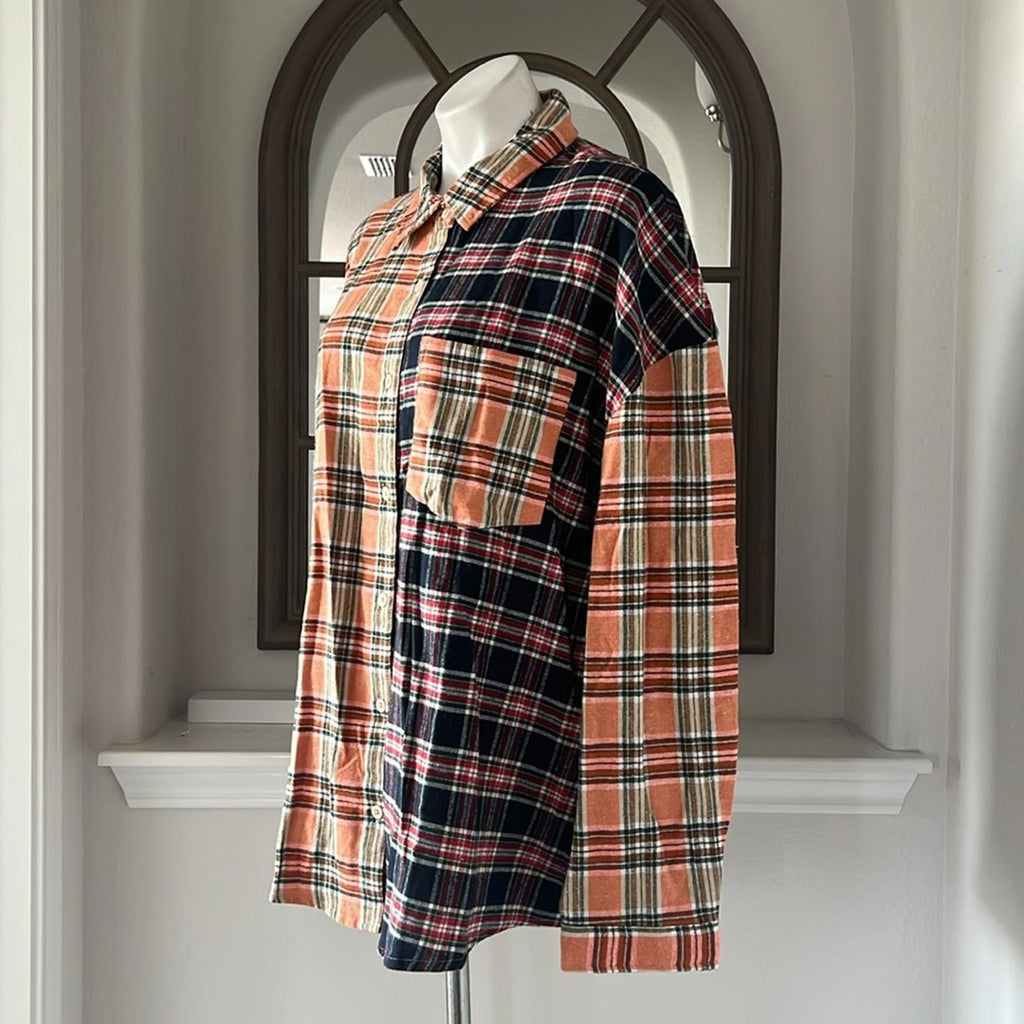 New Look Plaid Button Front Shirt, Size 2X New w/Tag