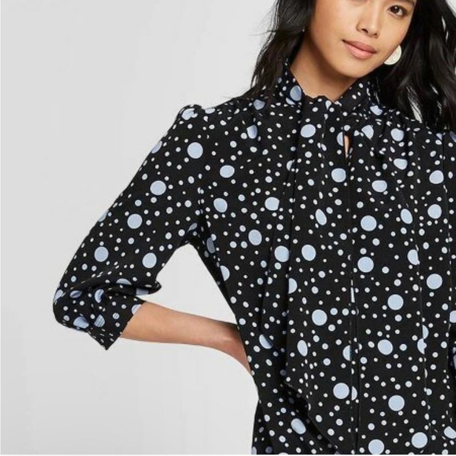 Who What Wear Polka Dot High Neck Shift Mini Dress Size L, New w/o Tag