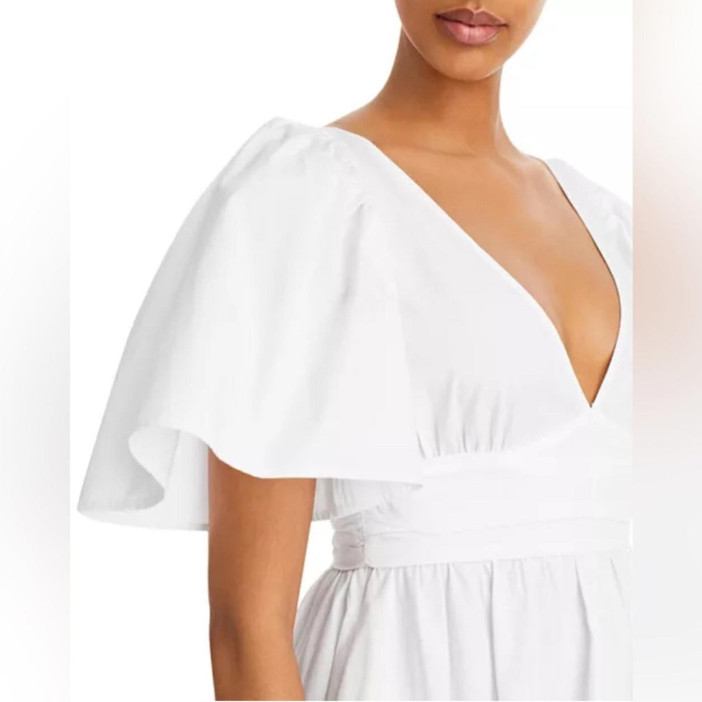 Rhode Margot Cotton Flutter Sleeve Maxi Dress in White, NWT, Size 4