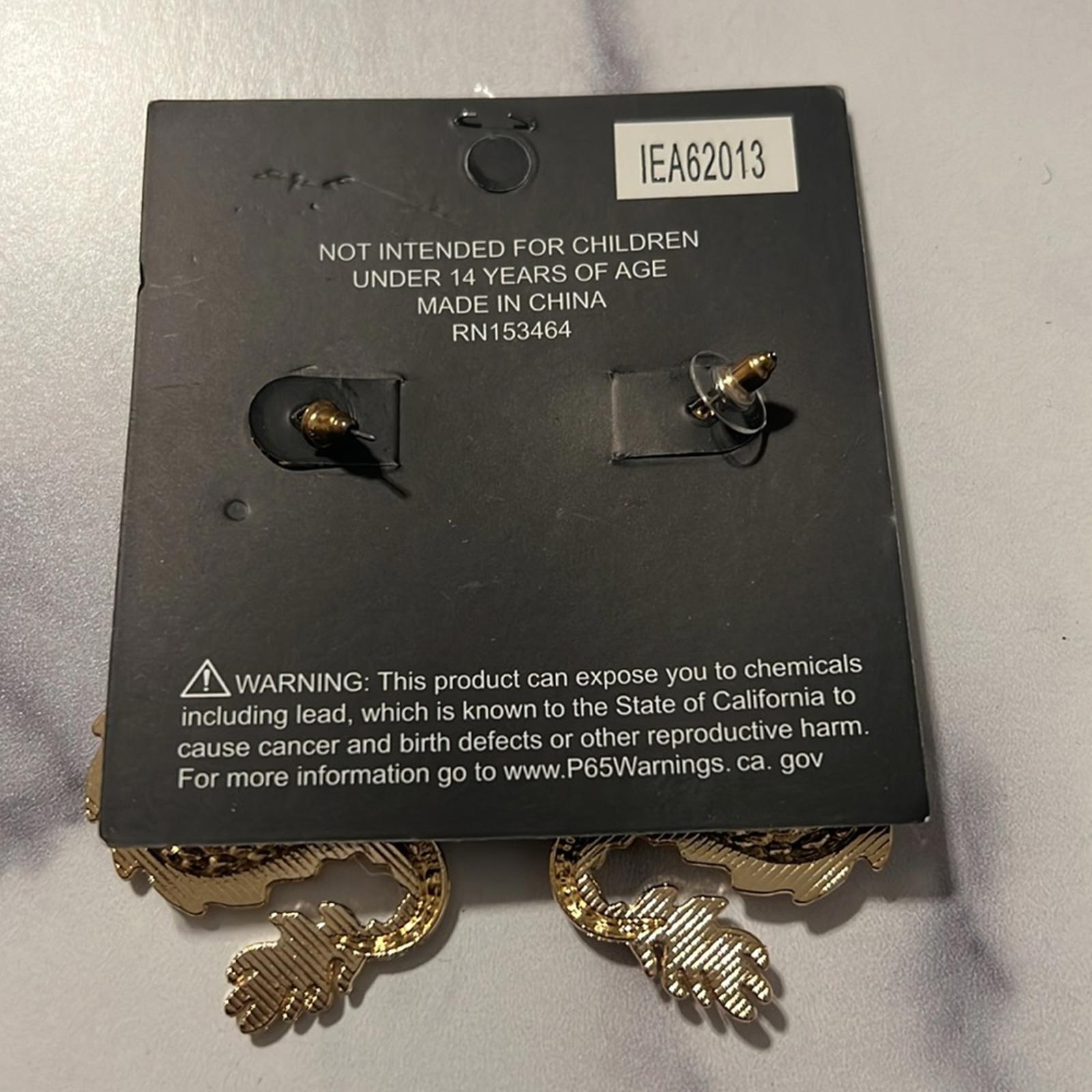 NEW Dragon Gold Metal Earrings, NEW w/Tag