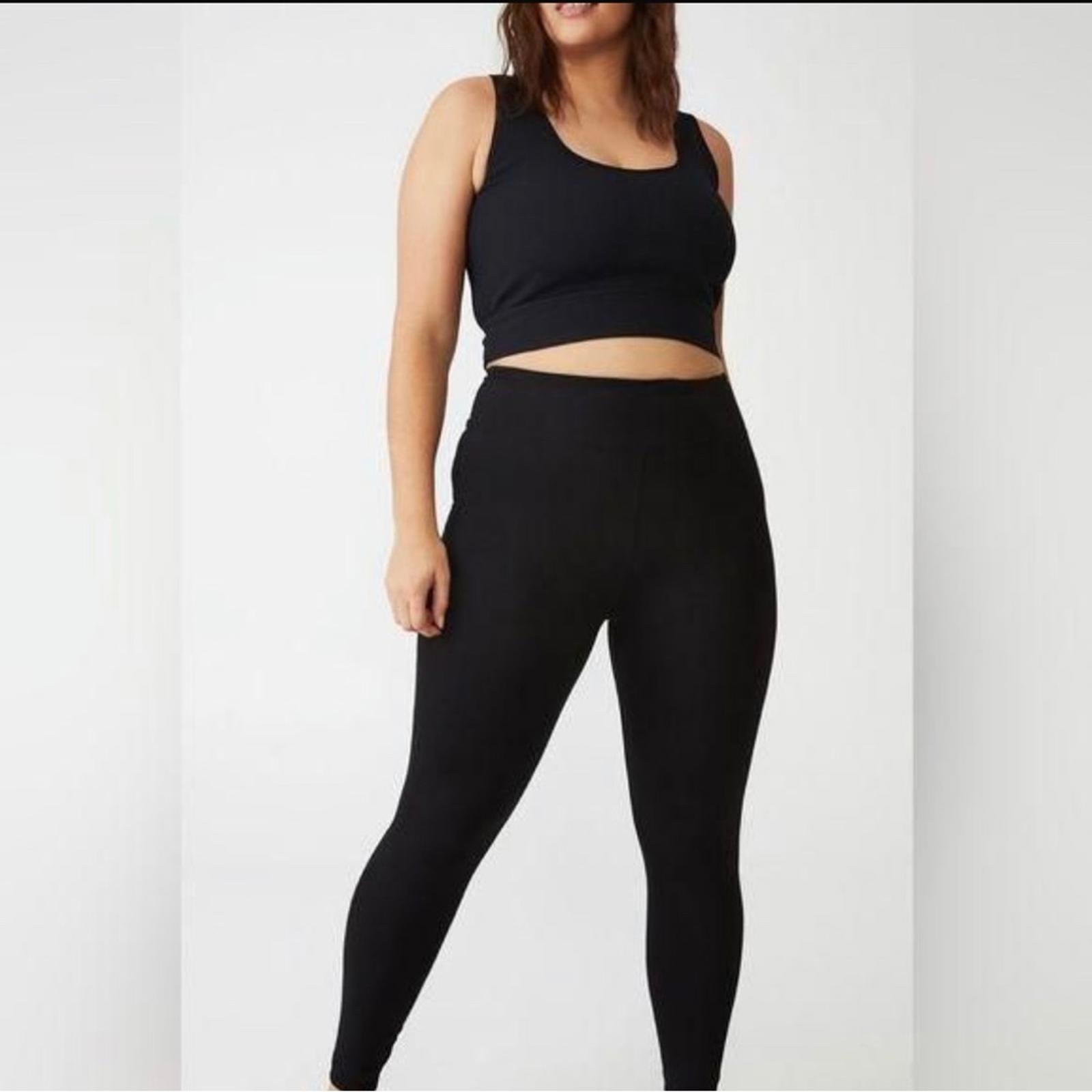 Cotton:On Curve Ultra Soft Cross Over Full Length Tight in Black, Size 14 NEW