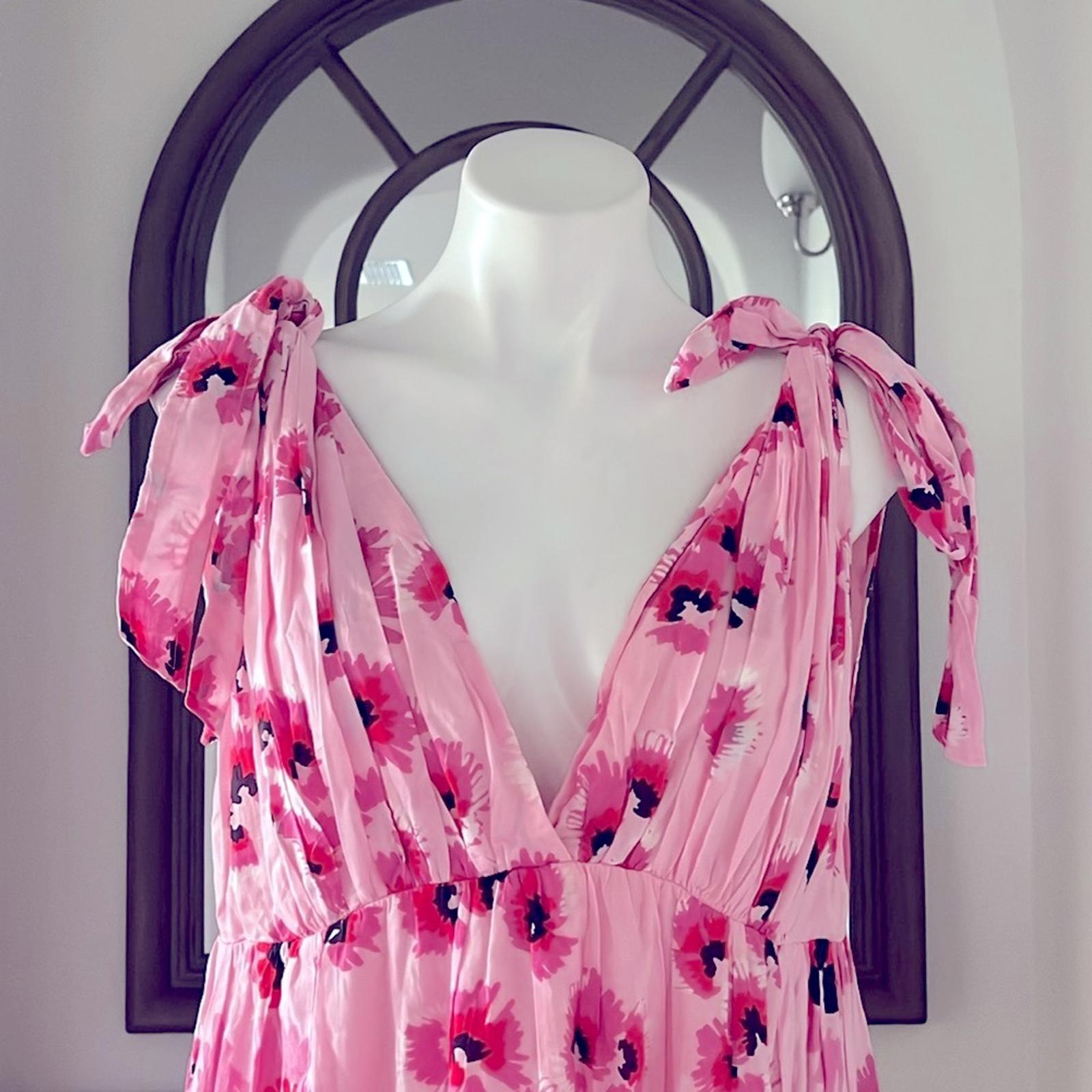 Banjanan Cosmos Floral Mix Cotton Voile Maxi Dress in Pink, Size XXL NWT $430