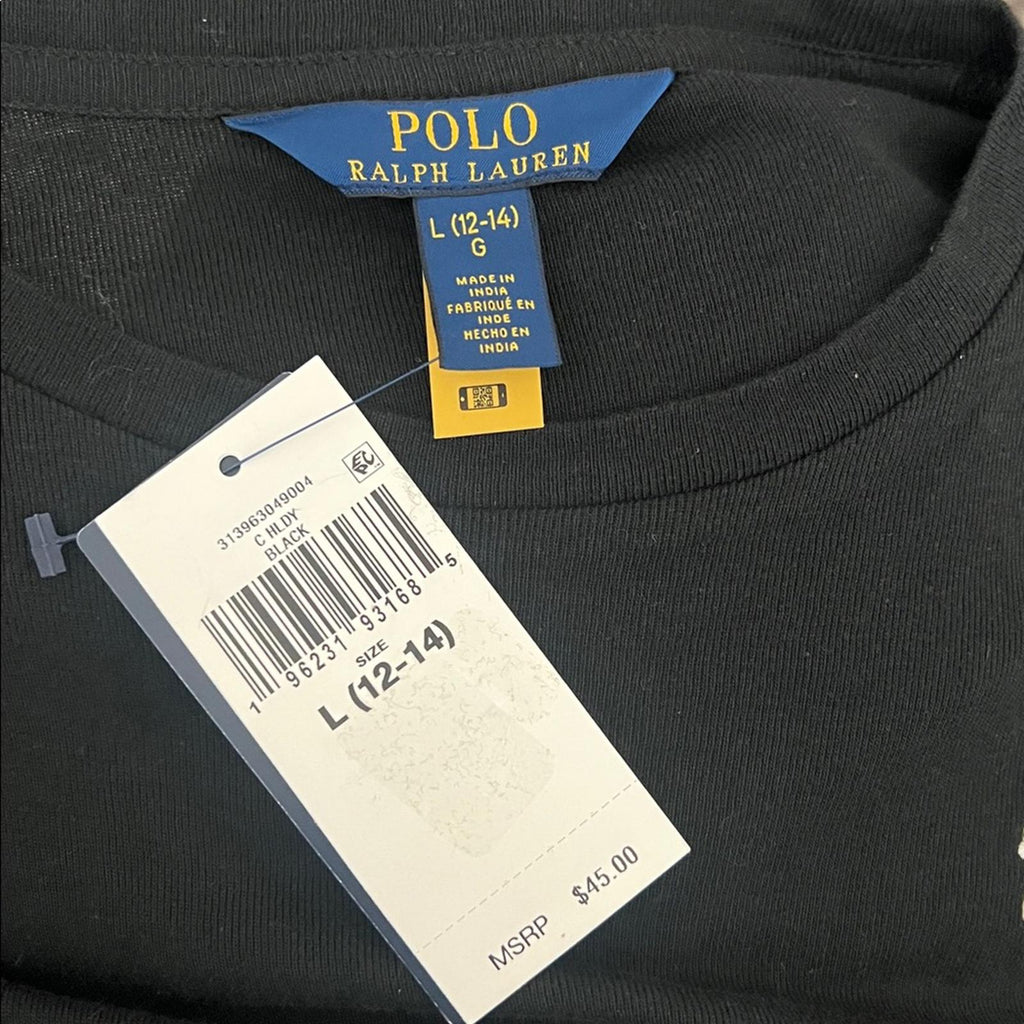 Polo Ralph Lauren Ruffled Cotton-Modal Long-Sleeve Sweatshirt, Size L(12-14) NWT