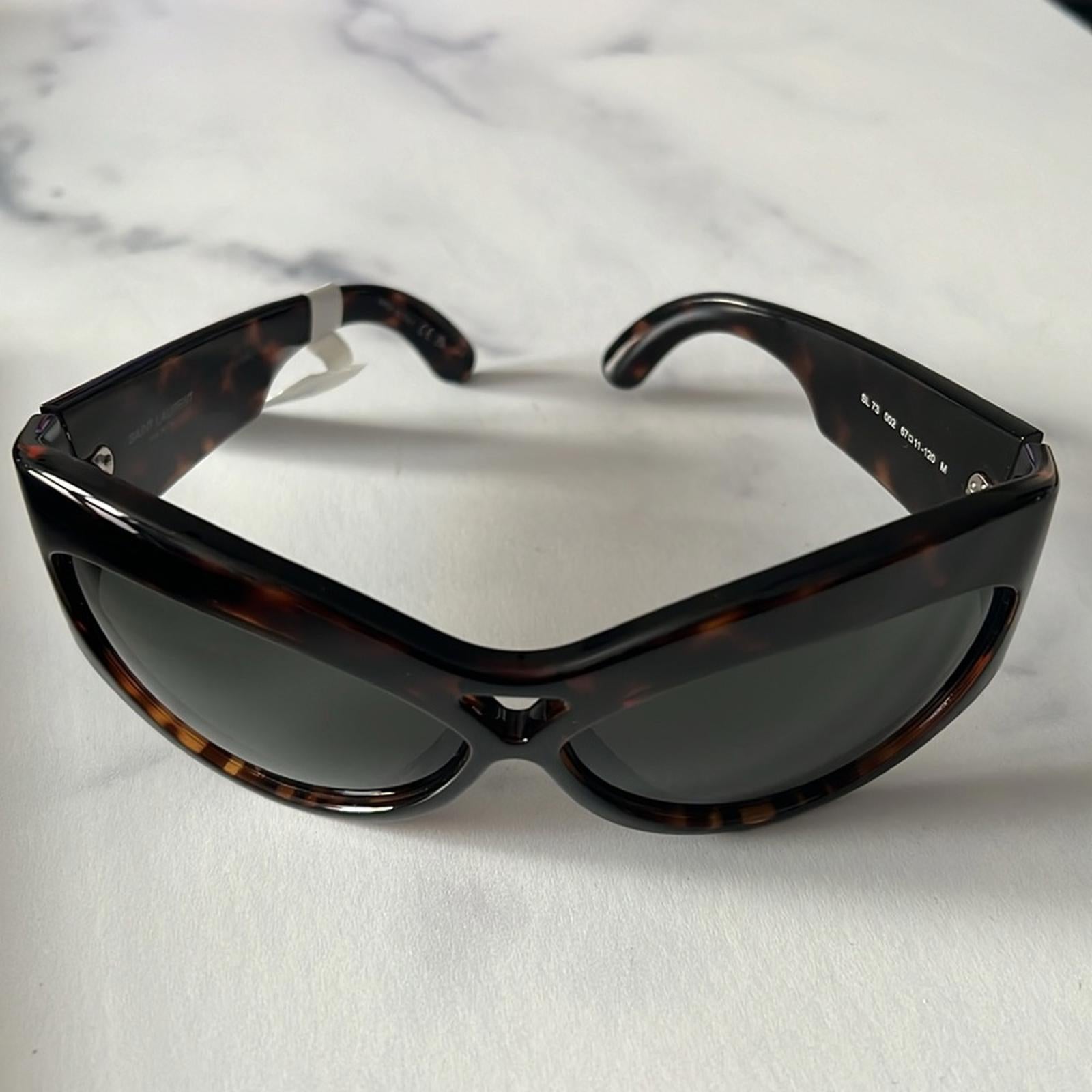 Saint Laurent Cat Eye Sunglasses, Brown Tortoise 67mm New w/Tag - Made in Italy