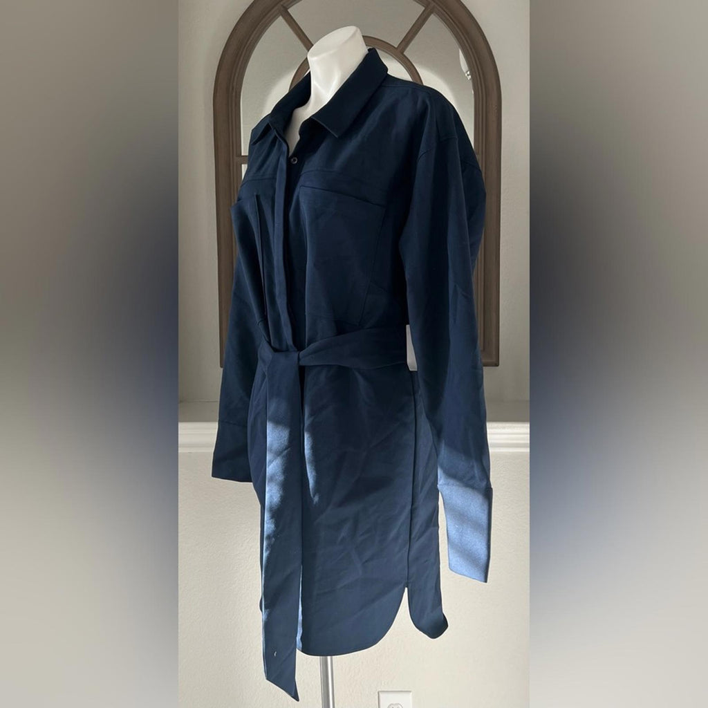 Good American Poplin Belted Shirt Dress in Navy, Plus Size 6 (3X), New w/Tag
