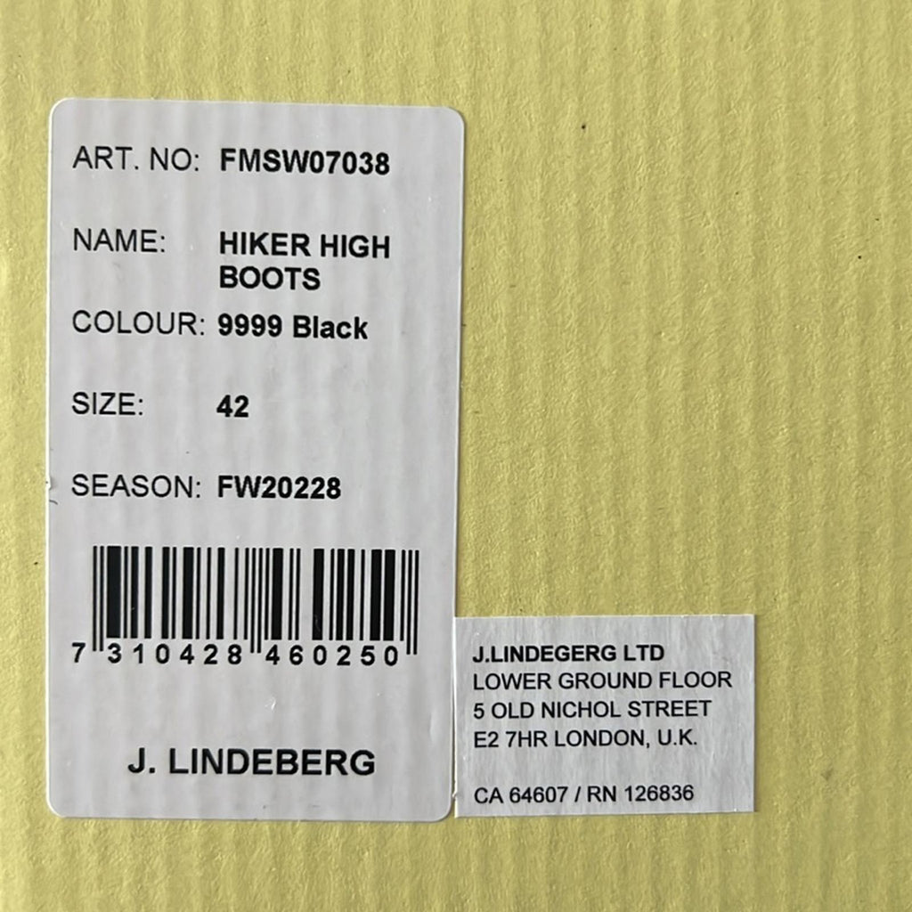 J. Linderberg Hiker High Boots in Black, Size 42 New in Box