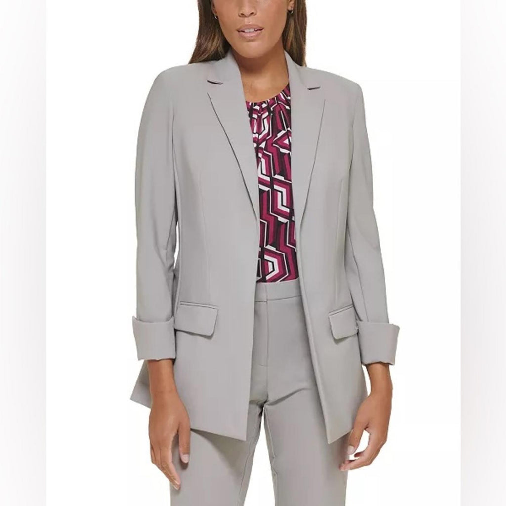 Calvin Klein Infinite Stretch Open-Front Blazer in Grey, Size 6, Retail $139