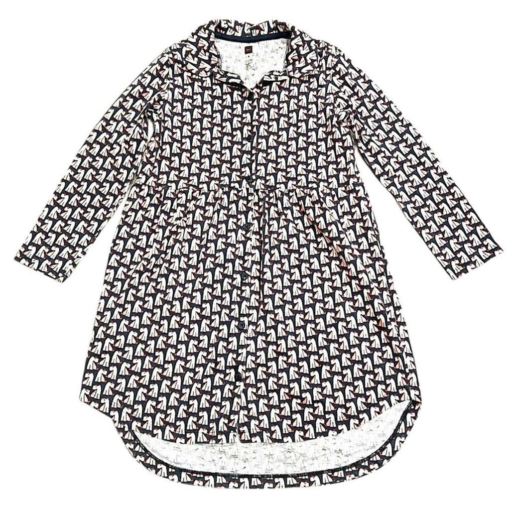 Tea Collection Scottish Dog Print Long Sleeve Shirt Dress, Size 8 EXCELLENT!