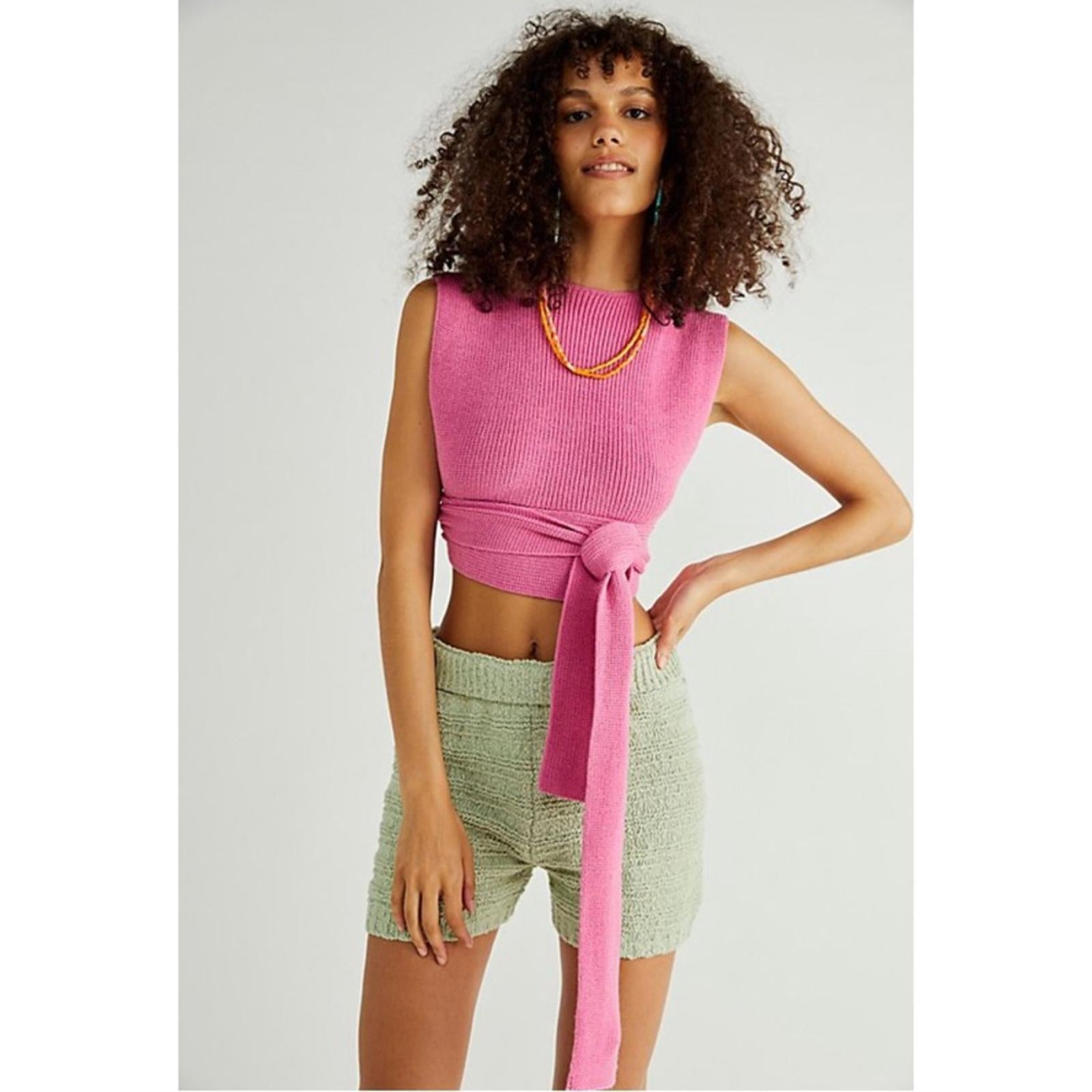 Free People Orchid Sweater Tank, Knit Tie-Back Top in Purple Size S EXCELLENT!