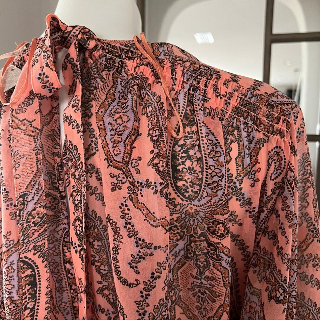 Free People Mirage Boho Printed Maxi Dress in Orange Maxikjole Size 4 NEW $198