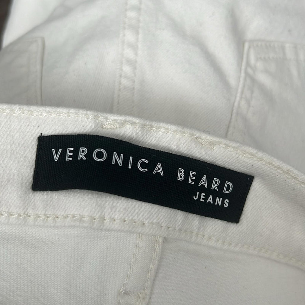 Veronica Beard Jean Carly Raw Hem Kick Flare Jeans White Size 24 New w/Tag $218
