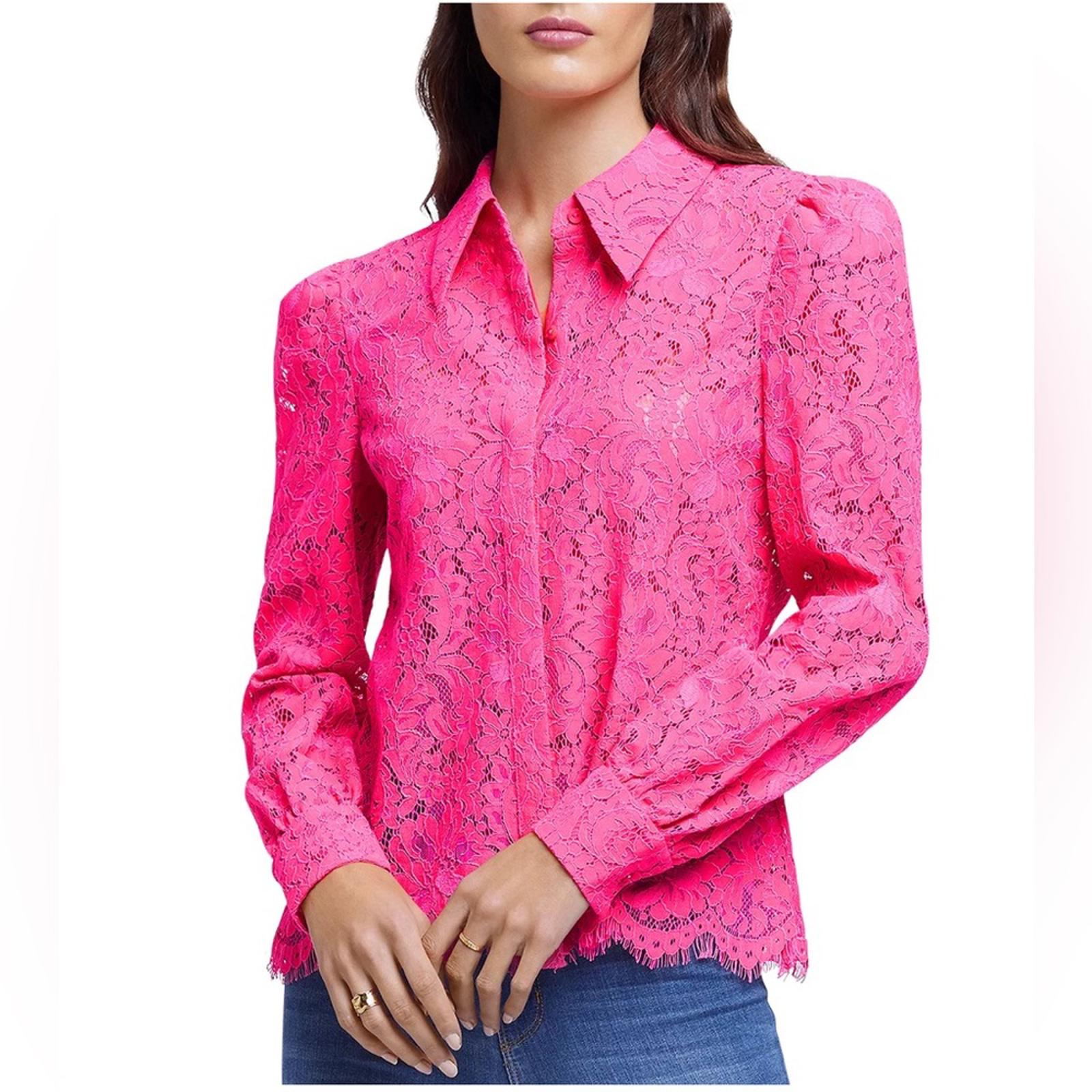 New L’Agence Jenica Lace Blouse, Pink Size XS New w/Tag