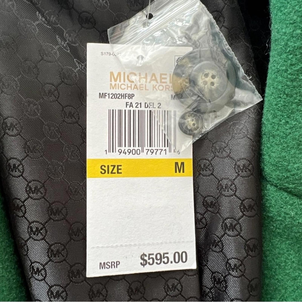 Michael Kors Mensy Double-Breasted Wool Blend Coat in Green, Size XL NEW