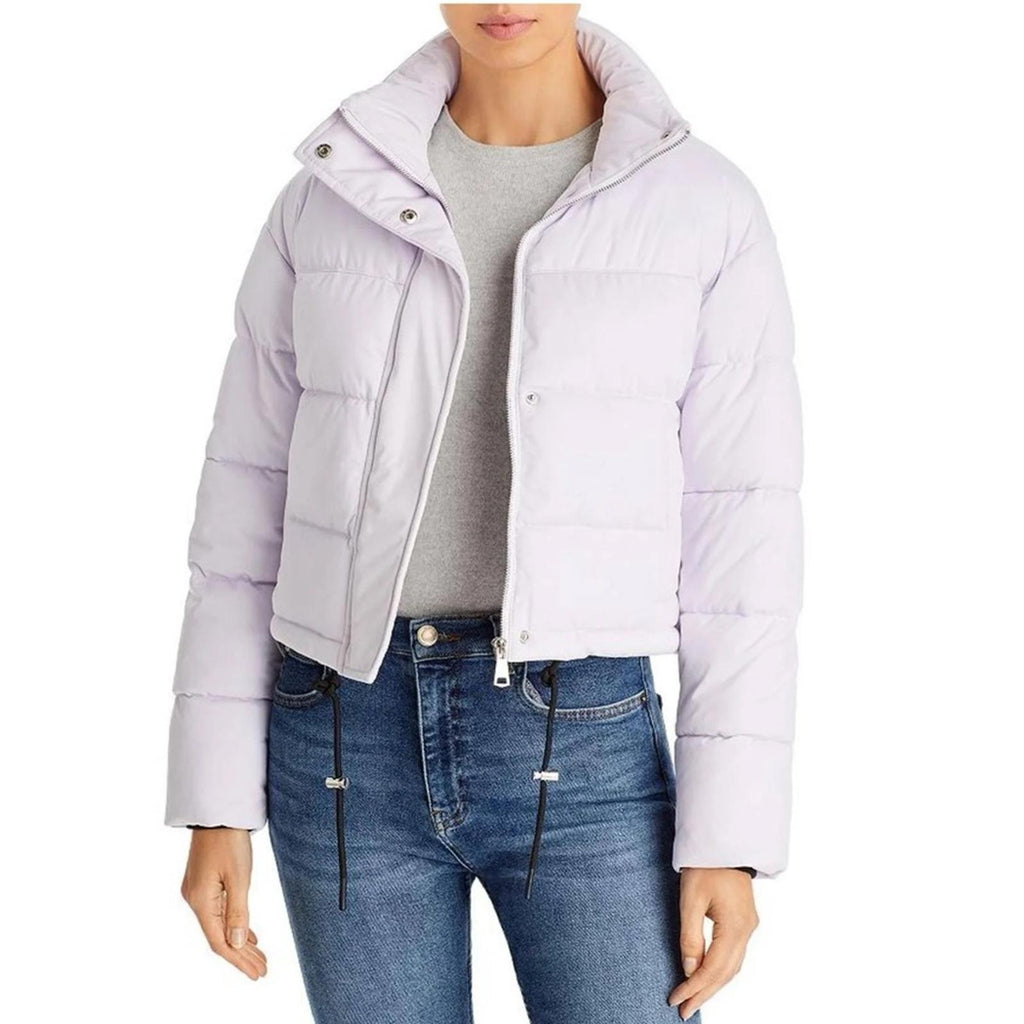 AQUA Quilted Cropped Puffer Jacket in Lilac, Size XS New w/Tag Retail $168