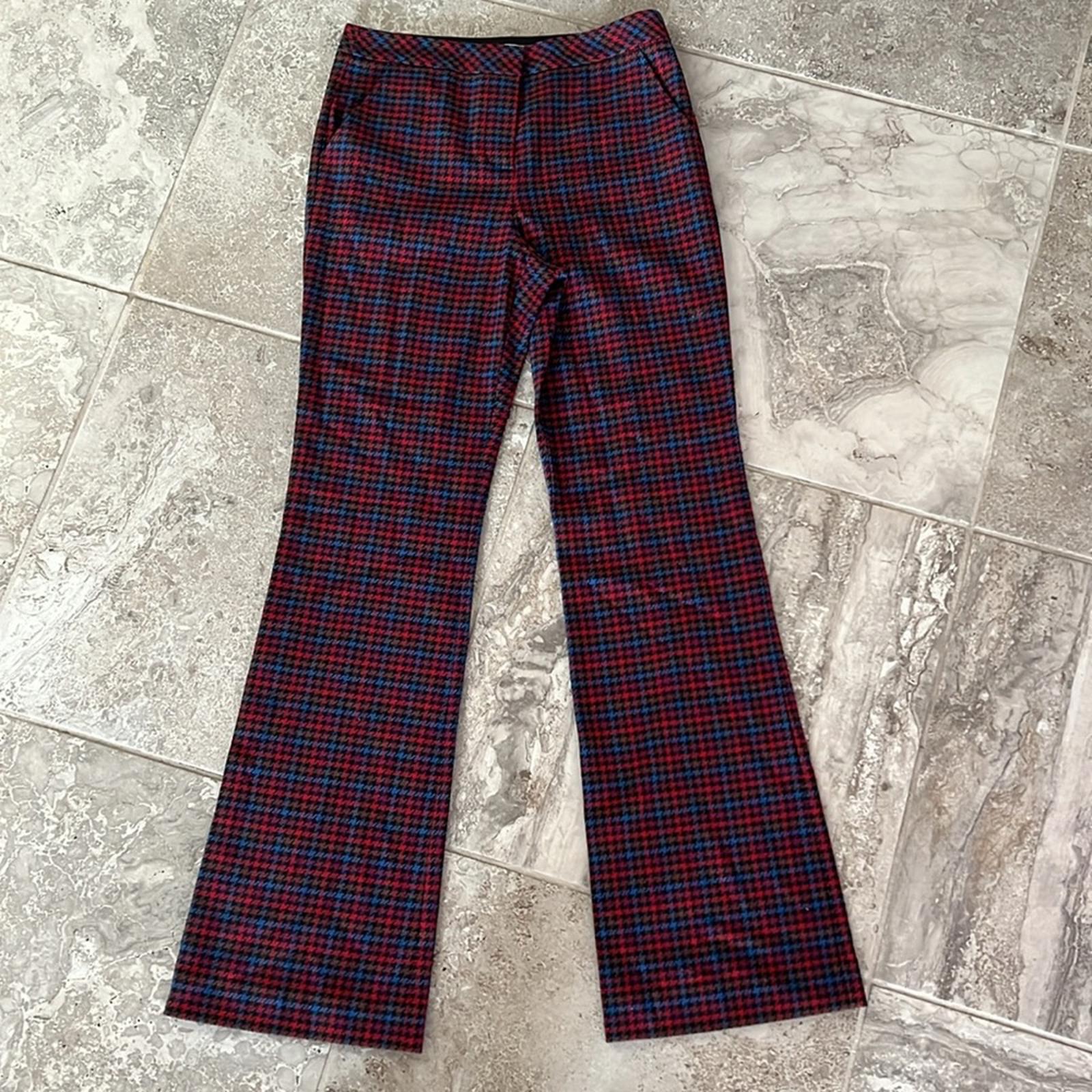 Trina Turk The Willis Flare Pants Multicolor Houndstooth Print Size 0 EXCELLENT!