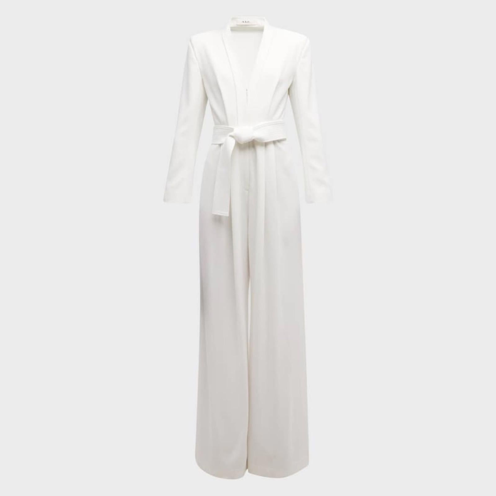 A.L.C. Kieran II Tailored Belted Wide Leg Jumpsuit in White, Size 0 New with Tag