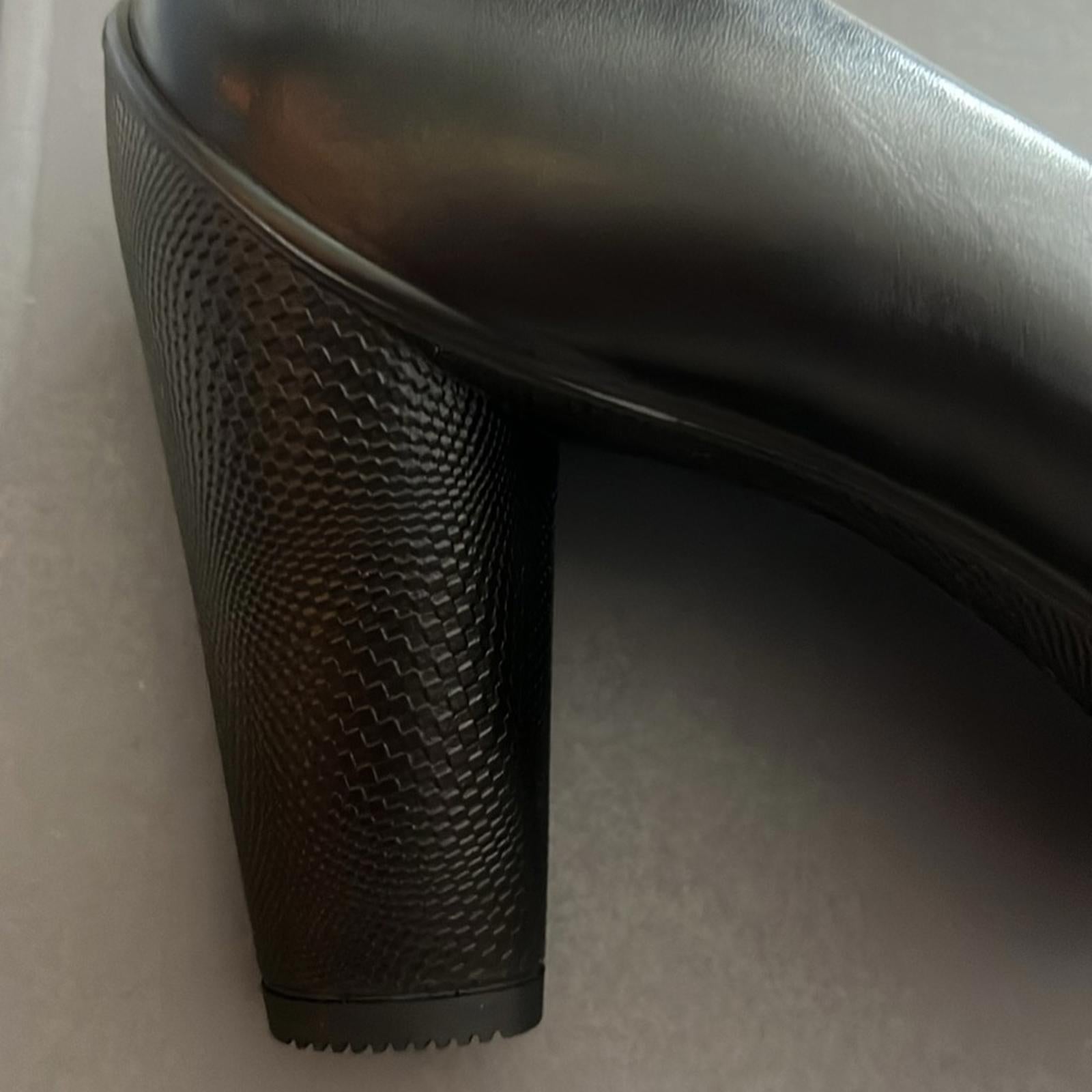 Ecco Sculptured 75 Black Leather Pump Heels, Size EU 41 | US 10-10.5 New in Box