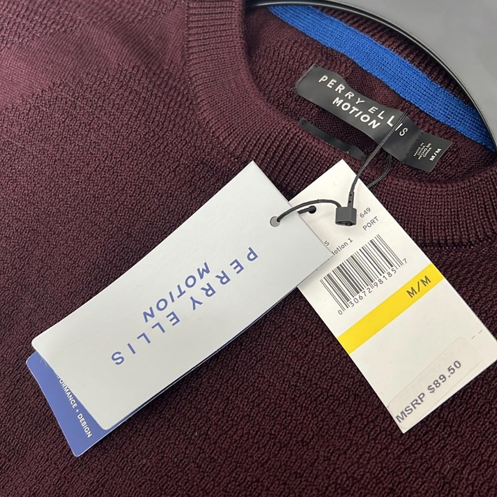 Perry Ellis Motion Textured Crew Neck Sweater Burgundy Size M New w/Tag SOLD OUT