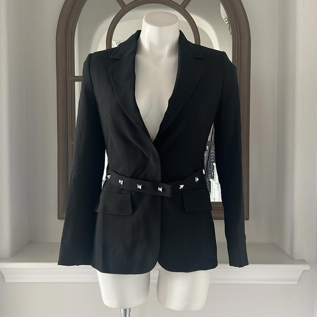 BOSS Jiriva Belted Jacket in Black, Size EU32 | US0 New w/Tag $645 SOLD OUT!
