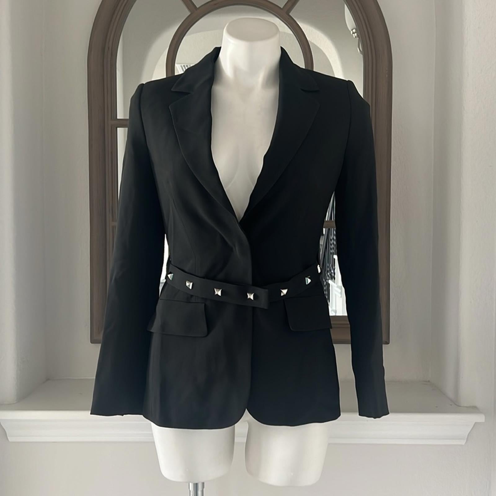 BOSS Jiriva Belted Jacket in Black, Size EU32 | US0 New w/Tag $645 SOLD OUT!