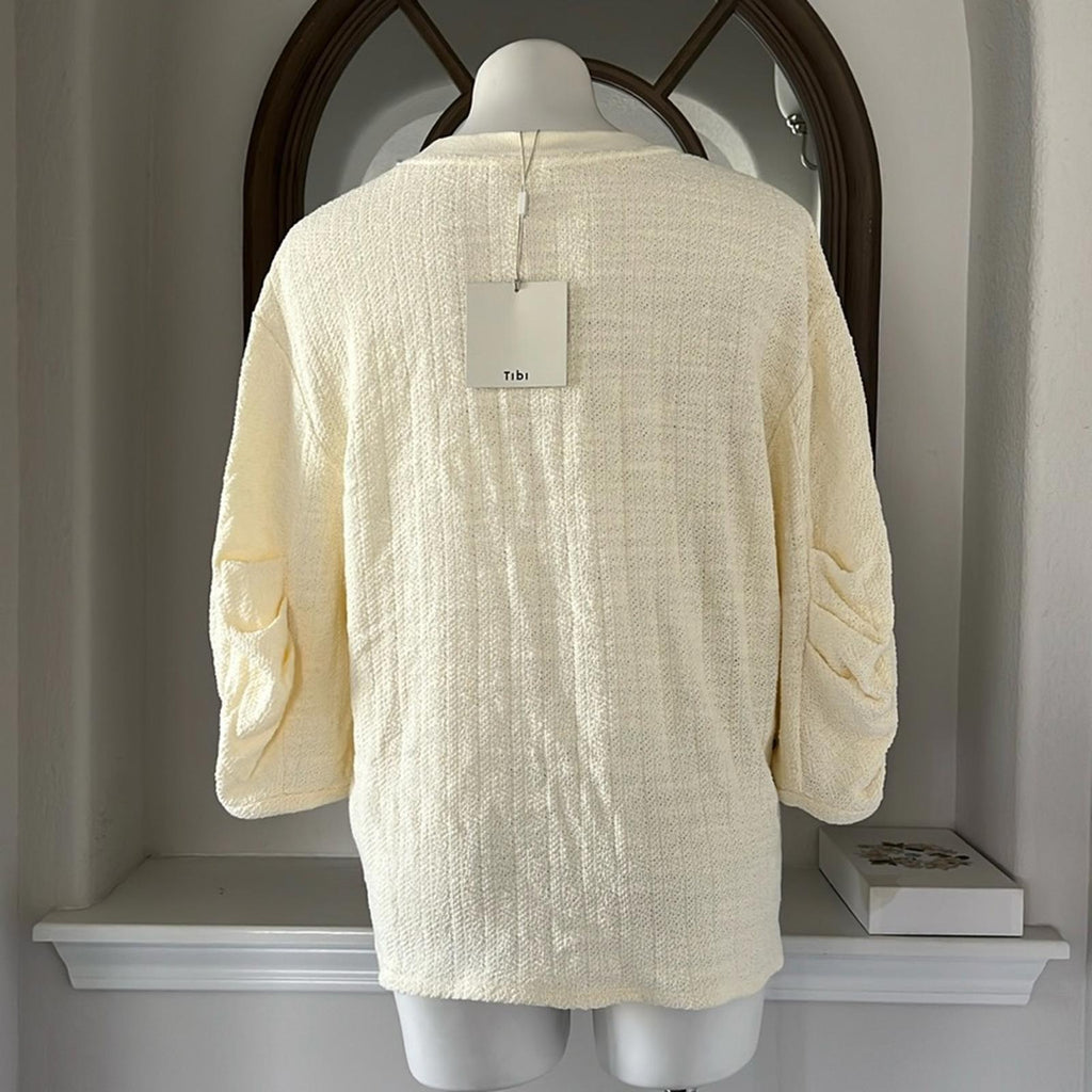 TIBI Handspun Knit Pleat Sleeve Top in Cream, Size 10 New w/Tag $395 - SOLD OUT!