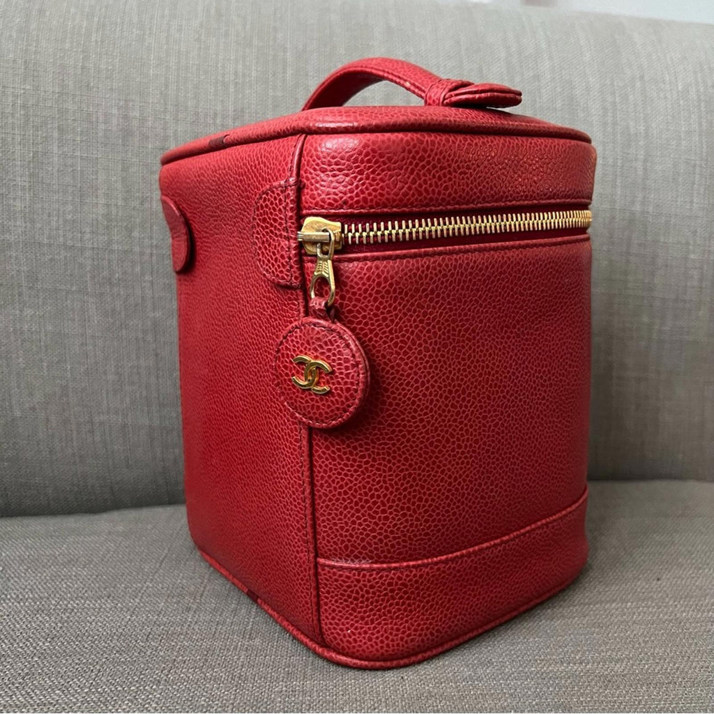 Chanel Timeless Vanity Case, Red Caviar Leather Bag