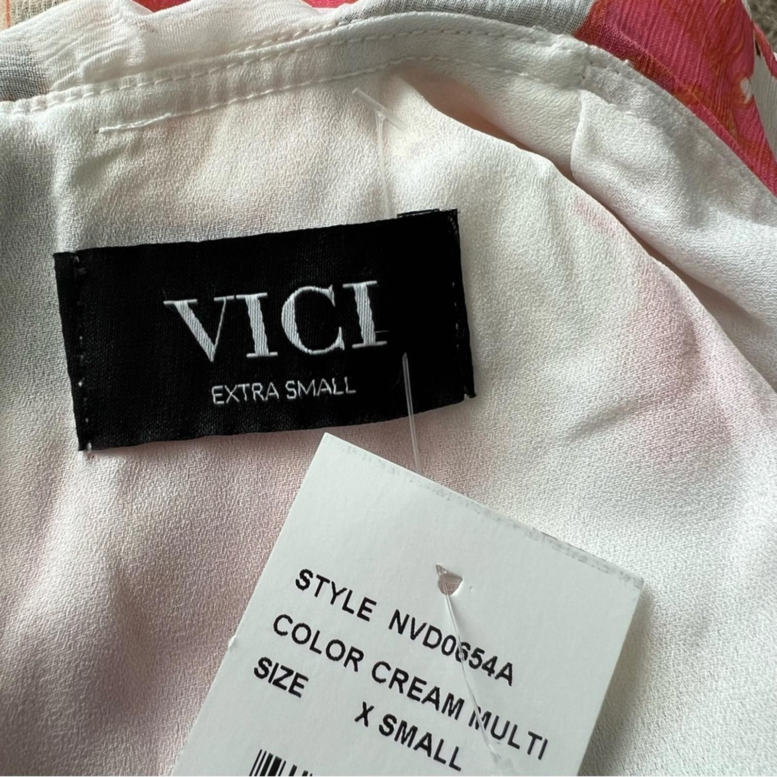 VICI Floral Print Tiered Chiffon Maxi Dress, Cream Peach, Size XS New w/Tag