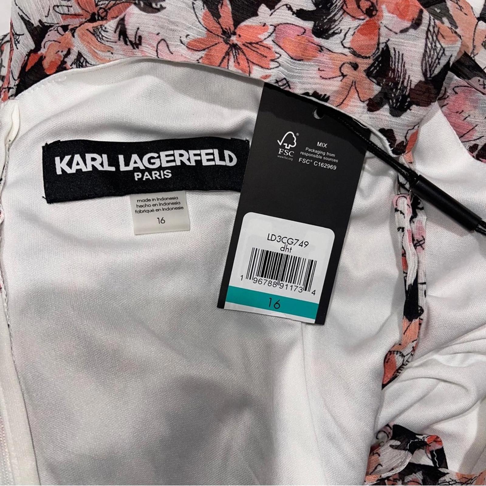Karl Lagerfeld Paris Floral Ruffled Tie-Waist Chiffon Midi Dress, Size 16 NWT