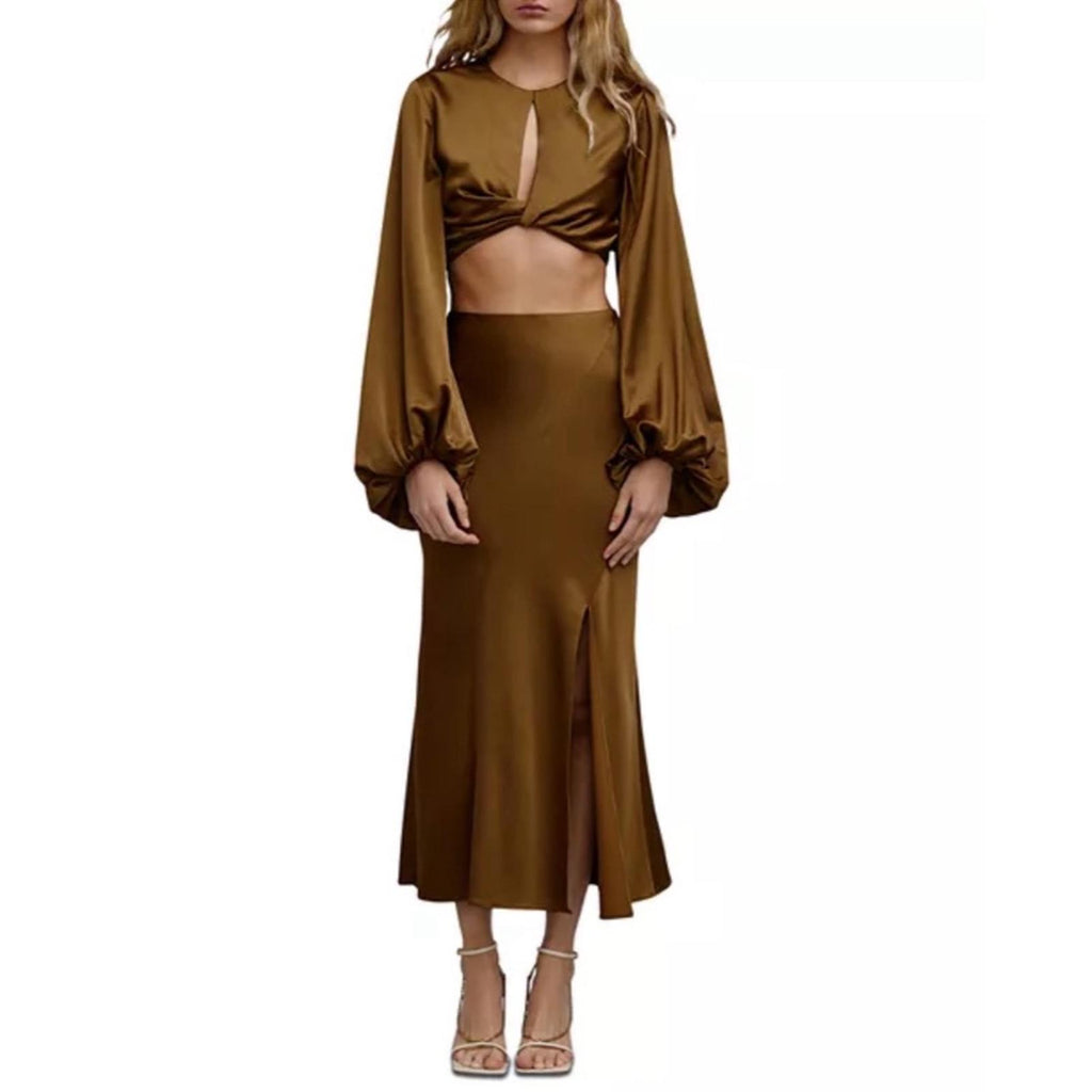 Significant Other Mini Cropped Cutout Top in Dark Gold, Size 10 NEW w/Tag $210