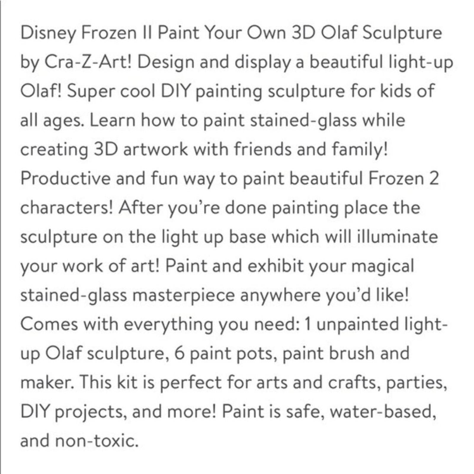 Disney Frozen II Paint Your Own 3D Olaf Sculpture NEW
