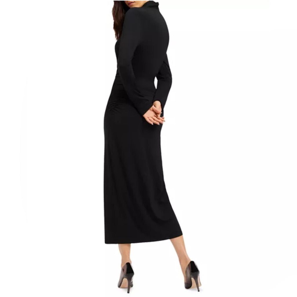 Good American Good Touch Ruched Midi Dress in Black, Size 1 New w/Tag