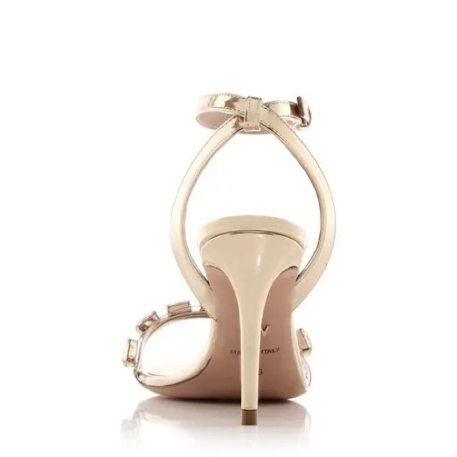 Giambattista Valli Embellished 90mm Sandals in Gold, Size 38.5, NEW Retail $1090