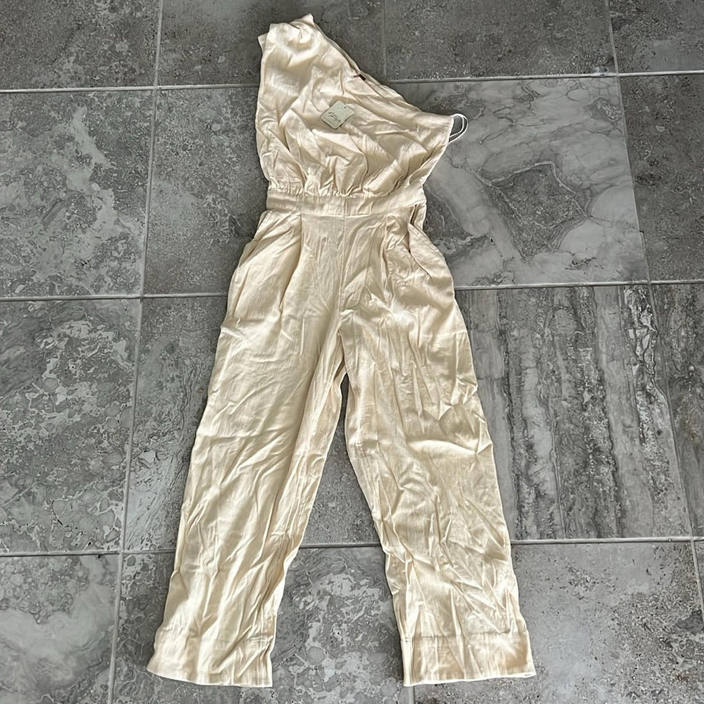 Free People Avery One-Shoulder Cropped Jumpsuit, Revolve Size 0 New w/Tag