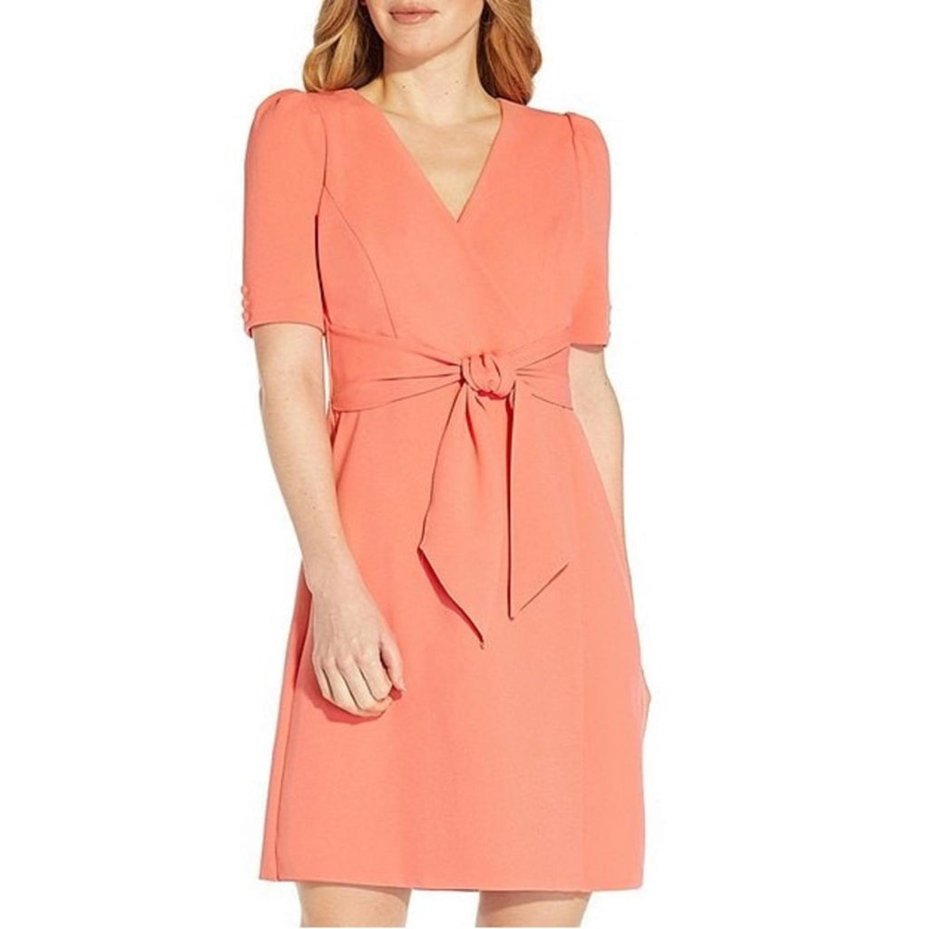 Adrianna Papell Crepe Tie Front Faux Wrap Midi Dress, NEW, Size 18