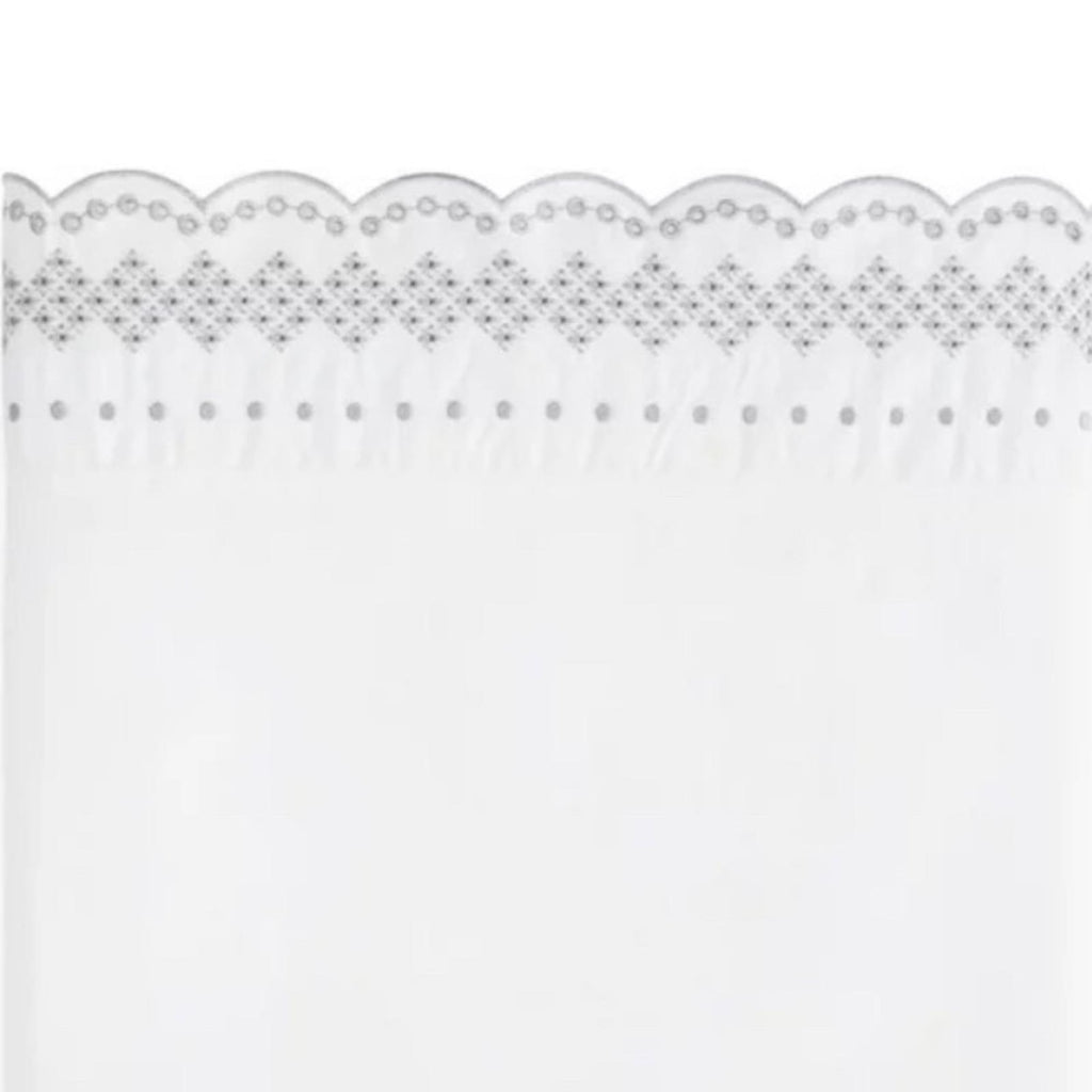 SKY Scalloped Grey Embroidered Flat Sheet Full, New w/Tag