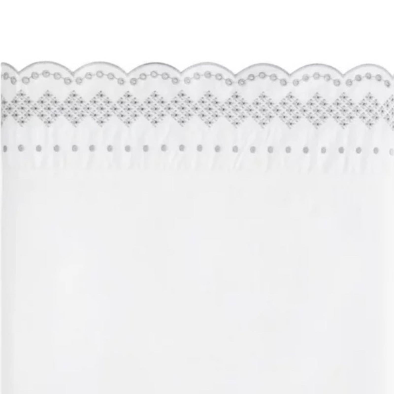 SKY Scalloped Grey Embroidered Flat Sheet Full, New w/Tag