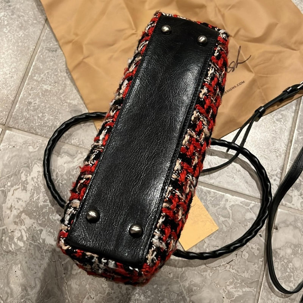 Patricia Nash Rora Frame Satchel, Tweed, Red Black New w/DustBag $229 (SOLD OUT)