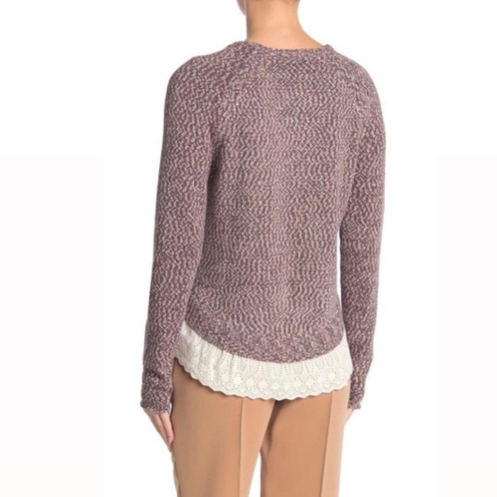 Tart Eyelet Hem Crewneck Sweater in Tan Grey, Size L New w/Tag