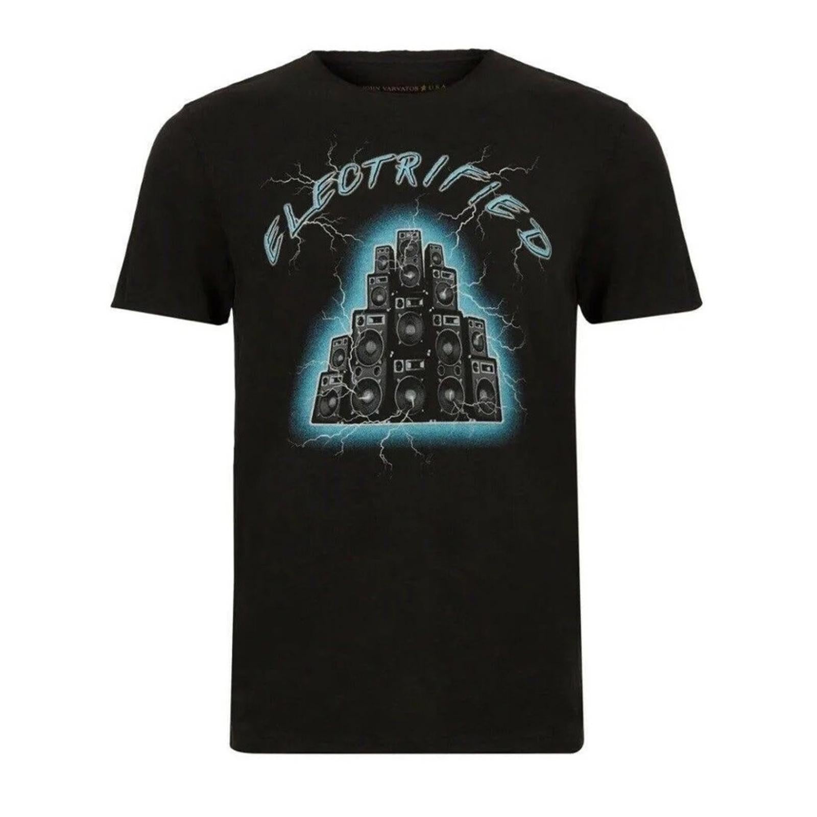John Varvatos Electrified Vintage Crew Neck Tee in Black, Size XL New w/Tag