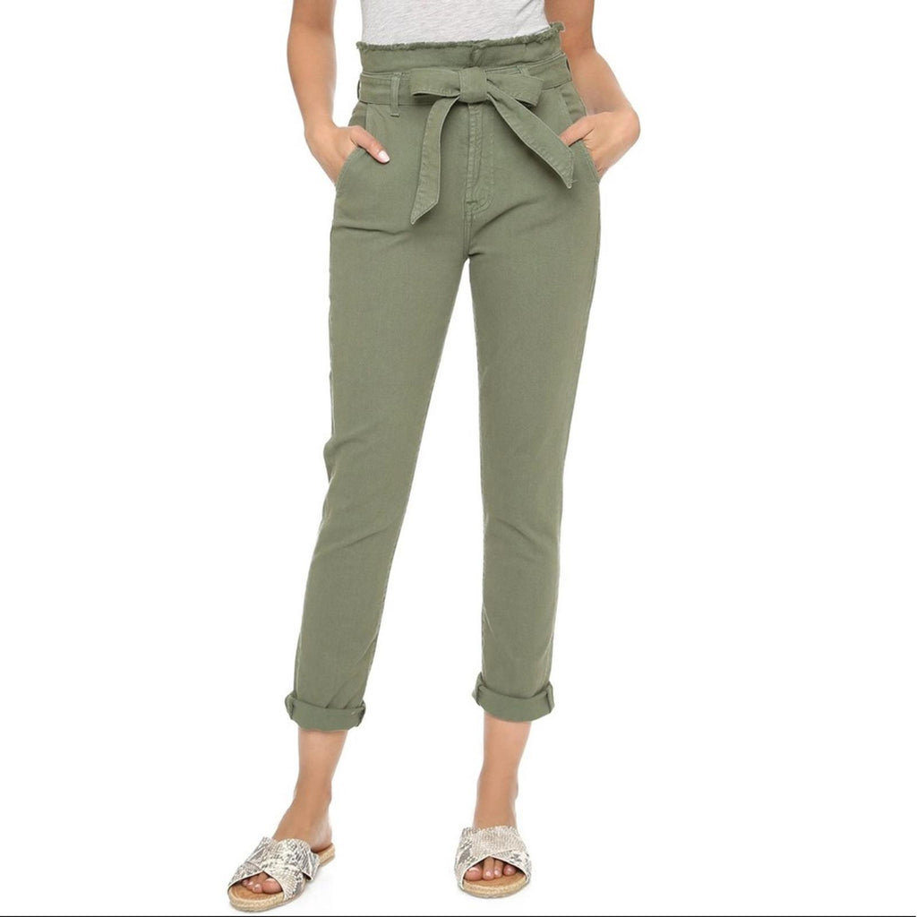 7 For All Mankind Paper Bag Waist Green Jean, Size M, NEW