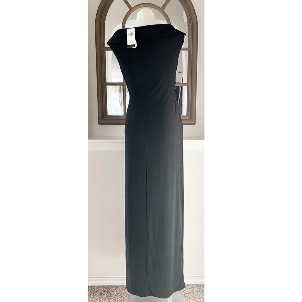 Lauren Ralph Lauren Jersey Off-the-Shoulder Side-Slit Column Gown, Size 6 NEW