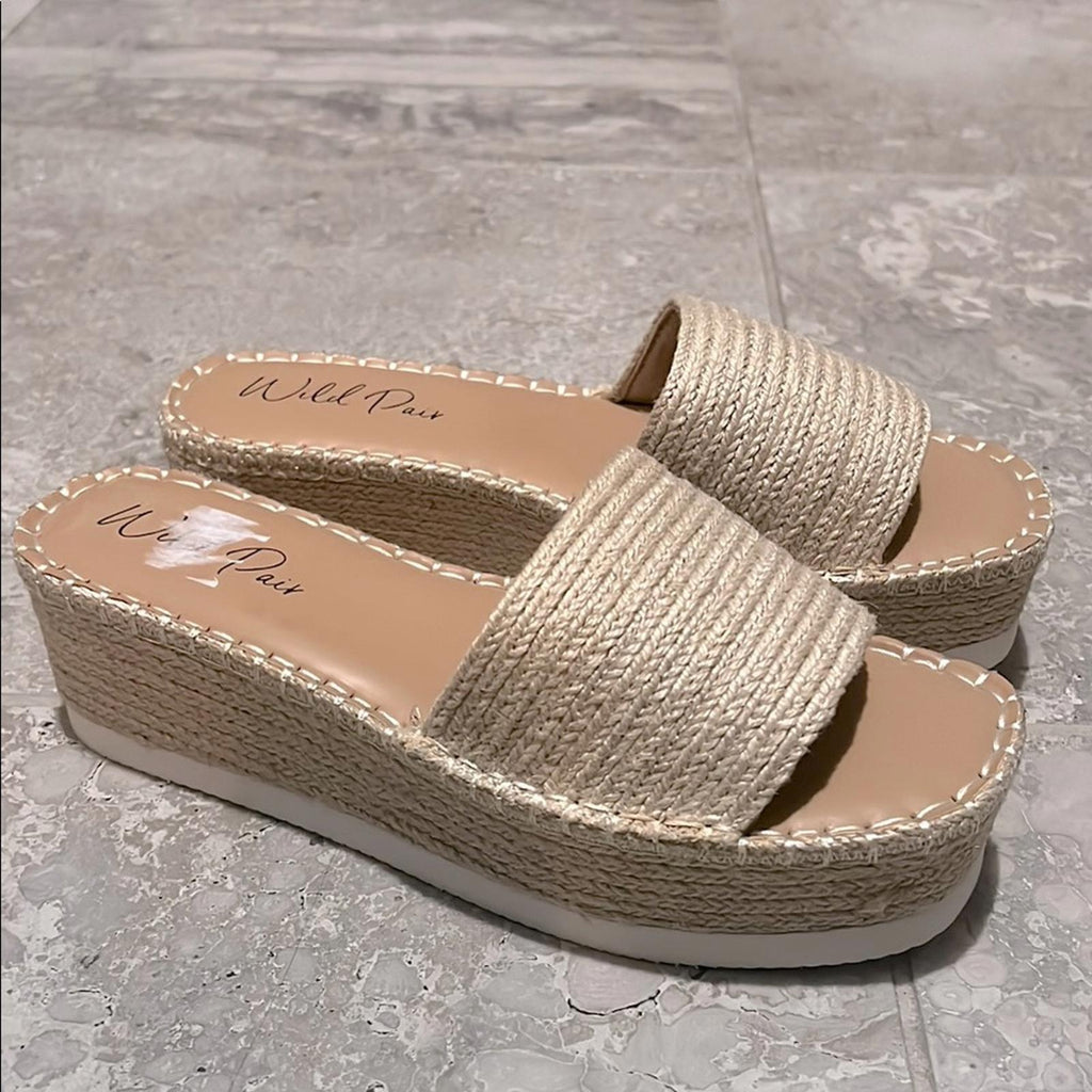 Wild Pair Shermer Slide Espadrille Platform Wedge Sandals, Size 11 NEW in Box